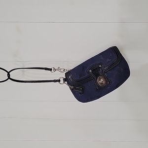 Coach - Never Used - Blue with Black Sparkly Signature C's Wristlet